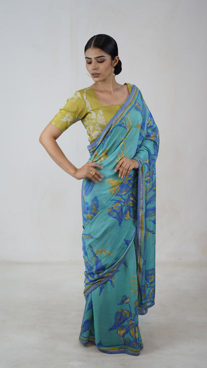 Maya - The Blue Muslin Saree