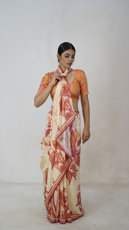 Falak - The Off White Muslin Saree