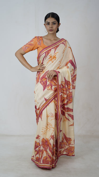 Falak - The Off White Muslin Saree