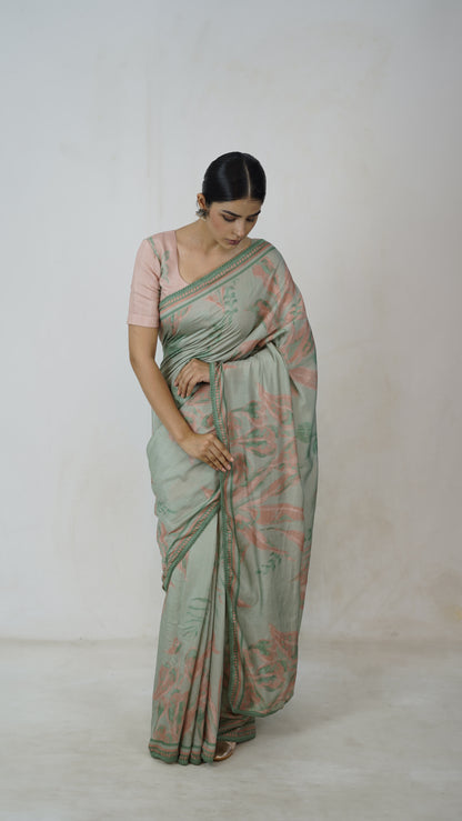 Nalini - The Aqua Blue Muslin Saree