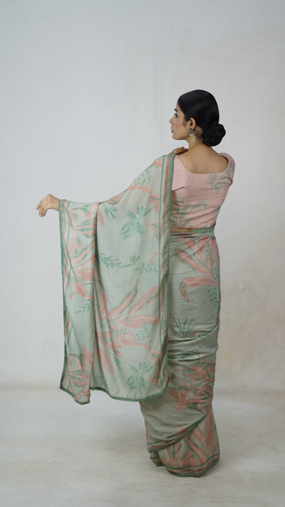 Nalini - The Aqua Blue Muslin Saree