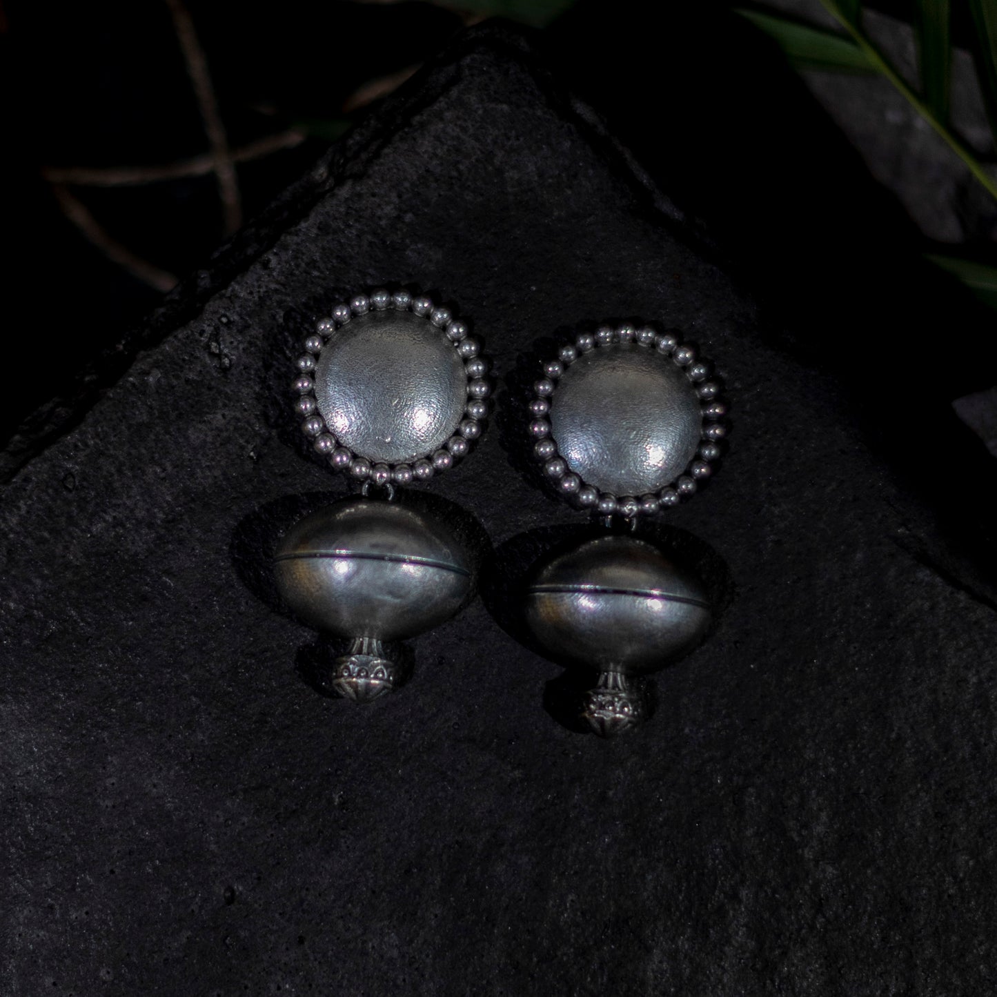 Mridul- Round Studs Hanging Earrings